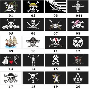52 Styles Jolly Roger Pirate Flag Cross Bone Skull Banner vlaggen Polyester Halloween Party Bar Club Haunted Mansion Decor 3x5 ft Event Supplies
