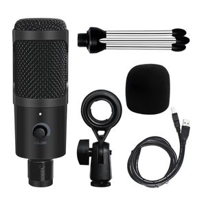 RK1 Record Condenser Microphone for iPhone Android Laptop Computer Professional USB Mic with Earphone for Game Live PK BM800