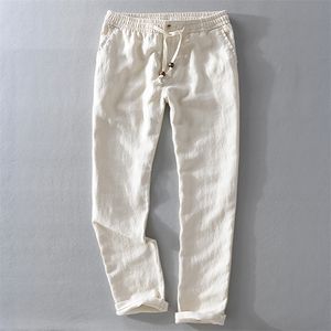 Men's Pants 7409 Men Spring And Autumn Fashion Brand Japan Style Vintage Linen Solid Color Straight Pants Male Casual White Pants Trousers 220922