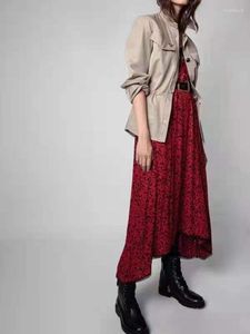 Vestidos casuais vestido mulher 2022 outono de inverno leopardo estampar lança longa sling vermelho floral maxi viscose