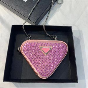 Portafogli di design di lusso Borse a tracolla a triangolo con diamanti pieni di marca Portafogli in nylon più venduto Portamonete da donna con tracolla