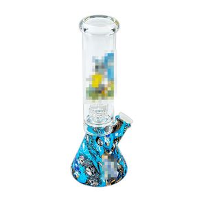 Cartoon Silicone Bong Water Pipe Hookahs 10.2" protable water transfer printed glass small bubbler Hookah bongs 14mm Bowl dab rig