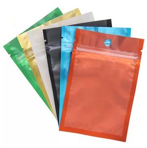 Packaging Bags 100pcs Mylar Bag Colored Resealable bag Front Clear Plastic Candy Packaging Pouch Flat Heat Seal