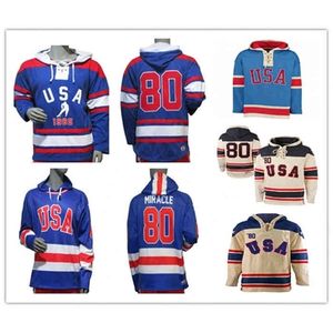 WSKT USA Hockey Miracle on Ice 1980 Jersey Hoodies Królewski Swater Sweter Sweeted Men Custom Dowolne imię