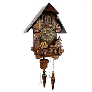 Wanduhren Luxus handgefertigtes Retro Holz Uhr Zeitkontrolle Kuckuck Home Dekoration Wohnzimmer
