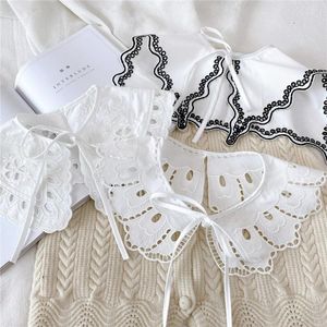 Bow Ties Sitonjwly 2022 Women Fake Collars Shawl Lace Floral False Collar Shirt Detachable Sweater Dress Half Faux Col