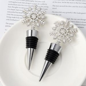 Bar Tools Winter-Hochzeitsbevorzugungen Silberfarbener Schneeflocken-Weinverschluss mit einfachem Paket Weihnachtsfeier-Dekorationen RRB15665