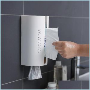 Tissue Boxes Napkins Box Paper Paste Wall-Mounted Towel Holder Toilet Er Napkin Kitchen Storage Drop Delivery 2021 Home G Bdesports Dh5Z7