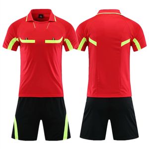 Running Sets Professional Soccer Referee Uniform Men Turn-down Collar Football Clothes Short Sleeve Judge Shirt Three Pockets Shorts 220922