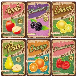 Metal Painting new fruit retro nostalgic tin painting American bar background wall home decoration mural Living Room Home decor Size 20X30cm