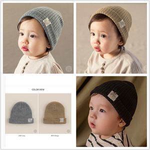 Cappello lavorato a maglia per bambini con fronte sorridente coreano Autunno e inverno Cappellino per berretto all'uncinetto caldo tinta unita per bambini Bambini Ragazzi e ragazze M4199