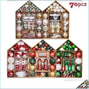 Party Decoration 70st Christmas Ornaments Set Tree Hanging Balls Bauble Pendants Xmas Decor for Noel Year Gift Drop Deliver Yydhome Dhwmv