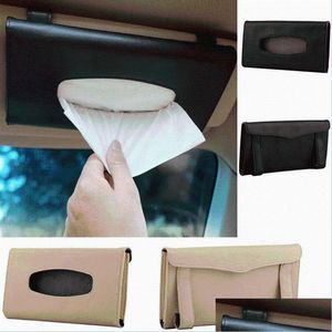 Scatole di fazzoletti Tovaglioli Car Sun Visor Bag Holder Pu Leather Box Er Case Paper Organizer Container Drop Delivery 2021 Home Ga Bdesports Dhh7H