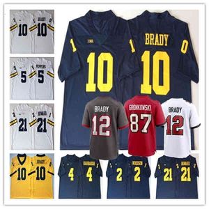 Wskt Man Tom Brady Rob Gronkowski Jersey Football Michigan Wolverines Desmond Howard Charles Woodson Shea Patterson Jim Harbaugh Stitched Shirt