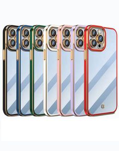 6D Patlant Soft TPU odporny na wstrząsy dla iPhone'a 15 14 Pro Max 13 12 Mini 11 XR XS 8 7 6 Plus Hybryd Hit Color Chromed Metallic Fine Hole Camera Okładka ochraniacza