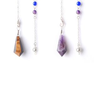 Natural Stone Opal Healing Pendulum Pendant Gem 7 Chakra f￶r sp￥dom Cone Crysta Spiritual Hexagon Quartzl Necklace Jewelry Bo949