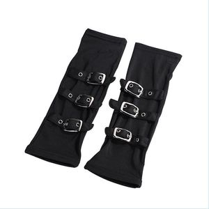 Five Fingers Gloves Steampunk Unisex Buckled Up Bondage Arm Warmers Gloves With Metal Buckle Straps Womens Black Gothic Dhseller2010 Dhkrv