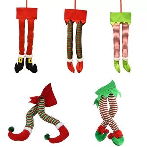クリスマスサンタエルフの足のぬいぐるみのぬいぐるみクリスマスツリー装飾装飾クリスマス装飾ホームオーナメント0922