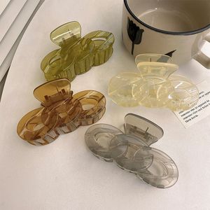 Korean Acrylic Chain Hair Claw Barrettes for Women - Transparent Jelly Color Hair Clips for Fashionable Girls - Stylish headwear hair accessories