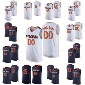 Sj NCAA College Virginia Cavaliers Basketballtrikot 11 Ty Jerome 12 Chase Coleman De'Andre Hunter 13 Grant Kersey Morsell Individuell genäht