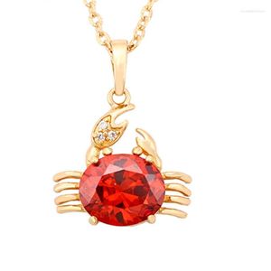 Pendant Necklaces Red Lovely Crab Animal Yellow Gold Filled Childrens Necklace Chain