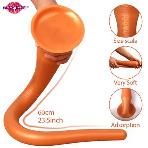 Zabawki analne Super długa silikonowa wtyczka tyłka mężczyzna Massager prostaty miękki dildo anal bajki seks