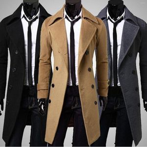 Erkek Ceketler Kış Men Trençküzü Uzun Ceket Çift Kruvazik Rüzgar Geçirmez İnce Yakışıklı Palto