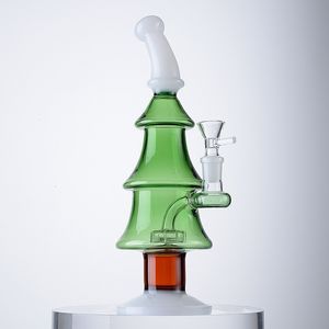 11 tums julstil vattenpipa Xmas Tree Glass Bongs Mini Small Oil Dab Rigs duschhuvud perc Vattenr￶r 14mm kvinnlig fog med sk￥l HOOSHAH