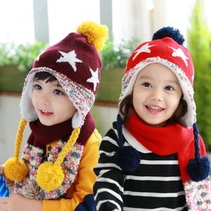 Scarves Wraps Hats Scarves Gloves Sets 1 To 5 Years Old Boy Girl Winter Warm Children Hat And Scarf Set Kids Pompom Cap Suit 220921