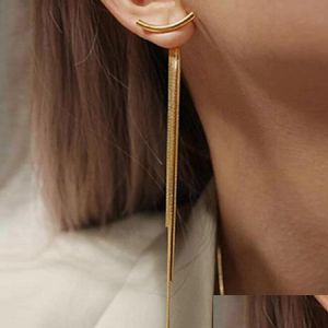 Lampadario pendente vintage color oro barra lunga filo nappa orecchini pendenti per le donne ragazze design lucido arco geometrico Dhseller2010 Dhlvw