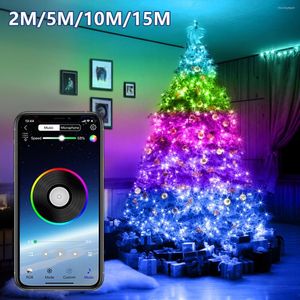 Tiras LED LED LUZES DE FOLAS ESTRADORES DE FEIRO DE CURSO USB 150 String Bluetooth App Control Christmas Twinkle Lâmpadas