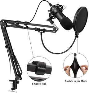 Microphone Stand Mic arm Desk Adjustable Suspension Boom Scissor for Blue Yeti Snowball & Other Mics for Professional Streaming