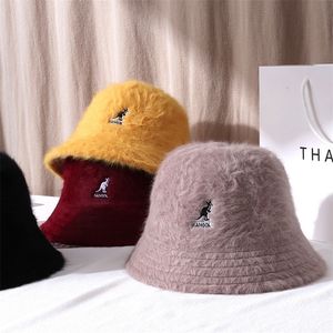 Stingy Brim Hats Women's Winter Bucket Hat For Girls Solid Color Rabbit p￤ls Sautumn och Fashion Fur Panama Hip Hop Cap 220922