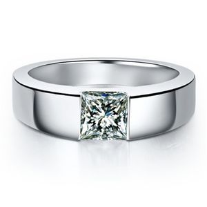 Cluster Rings 1CT Princess Cut Diamond Man Jewelry Mine för engagemang äkta Platinum 950 Male 220921