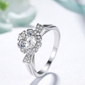 Ringos de cluster Casamento S925 Sterling Silver Flower Diamond para mulheres Organizador de judeu Crown Casais Moda Luxo