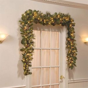 Decorative Flowers Wreaths 2.7M Christmas LED Rattan Garland Light Flower Strip Ornament Door Tree Home Decorations 220921