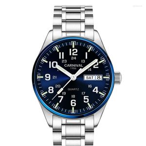 Wristwatches Switzerland Carnival Japan MIYOTA Quartz Men's Watches Luminous Waterproof Real Sapphire Steel Clocks C8638-2