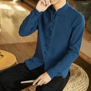 Męskie koszule Oriental mężczyźni tai chi lniana koszula chiński w stylu tradycyjny top vintage płaszcz tang garnitur męski camisas