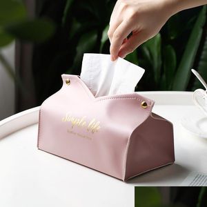 Tissue Boxes Napkins Pu Holder Dispenser Soft Paper Box With Large Open Button Closure Easy Access For Home Car Bdf99 Drop Del Soif Dhgdz