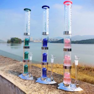 Original Aurora LTQ Vapor Hookahs LED BASE Switchable Colors Water Pipes 3 Layer of Percolators Oil Dab Rigs 14mm Female Joint With Bowl Glass Bongs