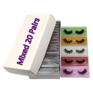 10 Styles 20 pairs Handmade False Mink Eyelashes With Color Bottom Card and Box 3D Natural Eyelashes Long Thick Lashes Soft Eyelash Extension Makeup Kit