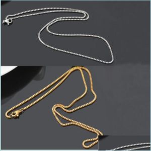 Chains Fashion Box Chain 18K Gold Chains Pure Plated Sier Necklace Long Jewelry For Children Boy Girls Womens Mens 1Mm 2 Dhseller2010 Dhht1