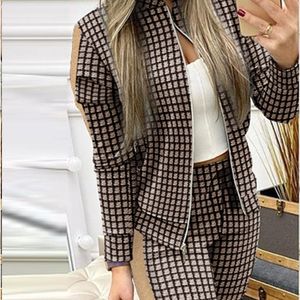 Damen Zweiteiliges Hosenset Frau 2 Stück Hosenanzüge Reißverschluss Jacke Hosen Trainingsanzug Frauen Patchwork Sportbekleidung Lässiger weiblicher Jogginganzug Plus Größe XL 220922