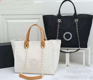 Nowe torebki od projektantów Perłowa torba plażowa Płótno Przenośne torebki damskie o dużej pojemności Trend w modzie Y220922