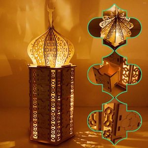 Dekoracja imprezy drewniany kalendarz adwentowy Ramadan Eid DIY Countdown Szafka Księżyc Star Lights Table Ornaments