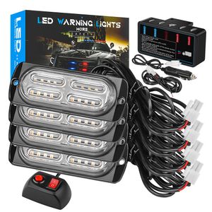 4 Araba 20 LED Flaş Uyarı Sinyali Acil Durum Işık Grille Yanıp Sönen Lightbar Kamyon Beacon Lamba Trafik Işığı 12V