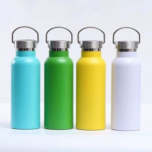 20-Unzen-Sportwasserflasche aus Edelstahl mit Metalldeckel, doppelwandiger Warmhalte-Trinkkessel, Outdoor-Fitnessstudio, tragbare Thermoskanne WLY935