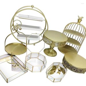 Party Supplies Stable dessert Table Cake Topper Display Stand Practical Pastry Tray Metal Handsvetsad kall måltid Tea Break Cupcake Rack