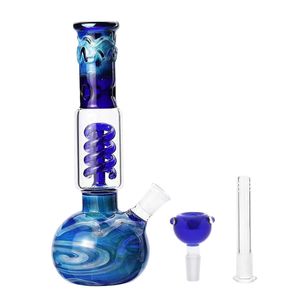 Färgmålade glasbongar rökrör Recycler Percolator Spiral Pipe Filtration Hookah Dab Rigs One Piece Retail Colored Ritning