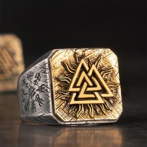 Cluster Rings 925 Silver Viking Valknut Trendy Male Single Punk Fashion Jewelry 220921